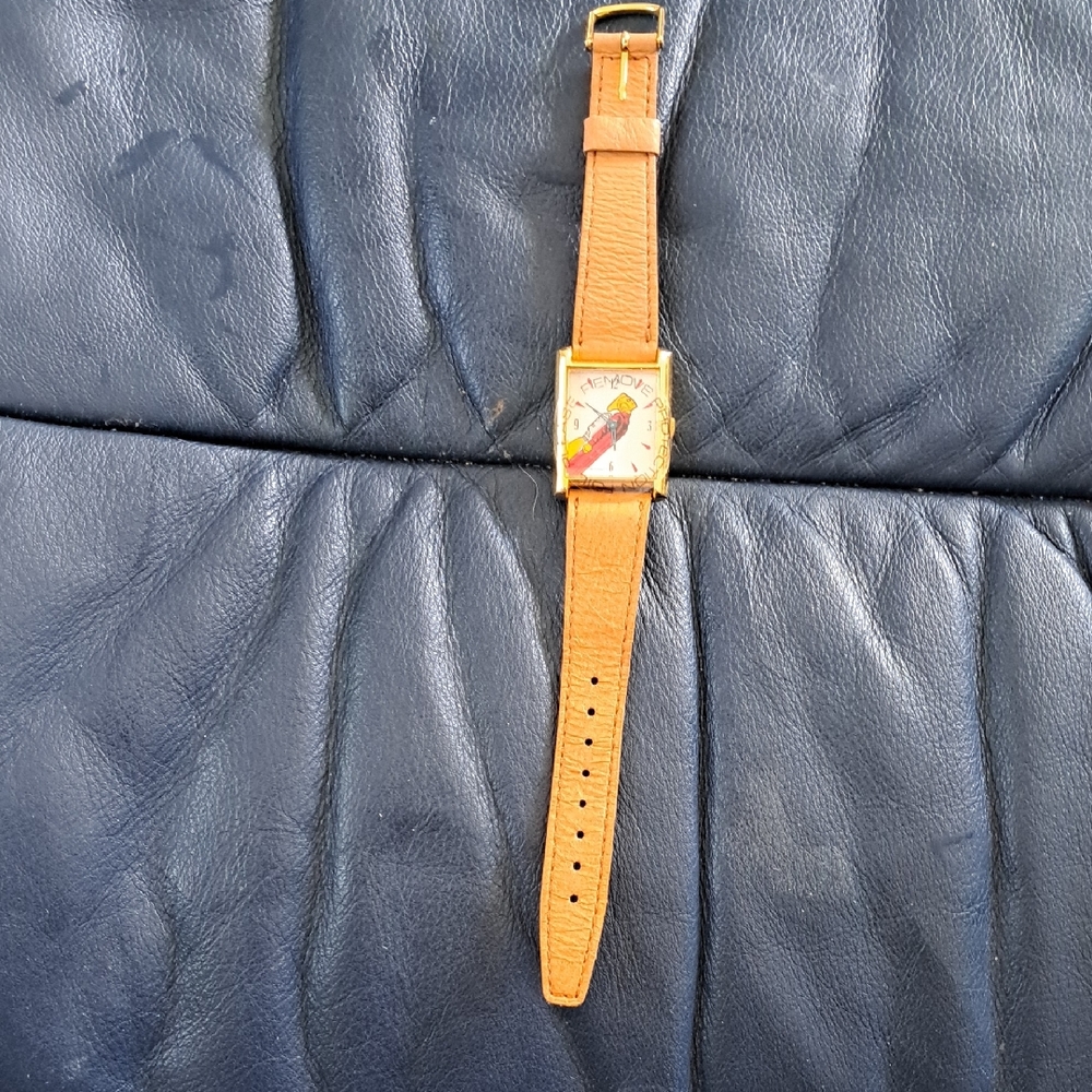 Disney Rocketeer Vintage Square Face Leather Strap Watch Needs # 108 Battery